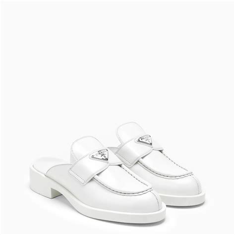 prada white leather mules|prada mules.